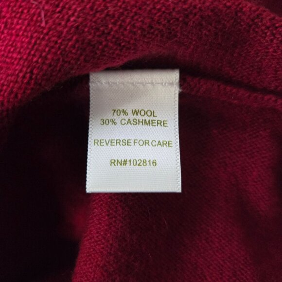 Garnet Hill Turtleneck Sweater Wool Cashmere S Burgundy Red Oversized Tunic Top - Picture 12 of 13